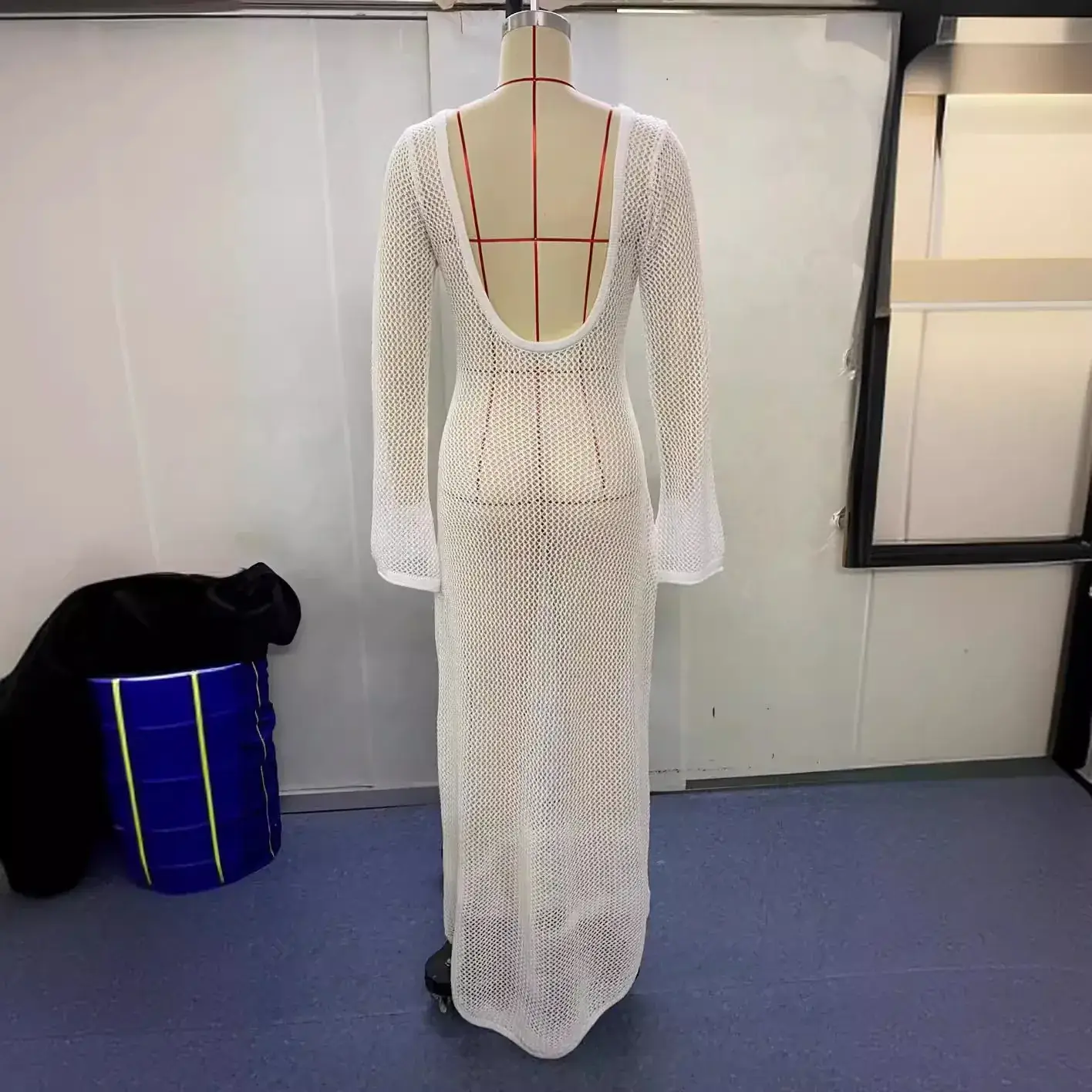 New Knitted Long-sleeve Backless Dress for Women - Image 6