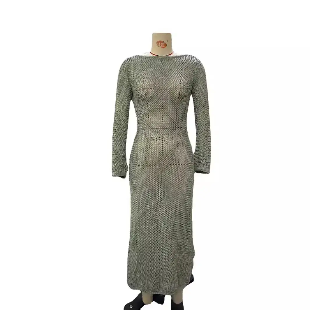 New Knitted Long-sleeve Backless Dress for Women - Image 9