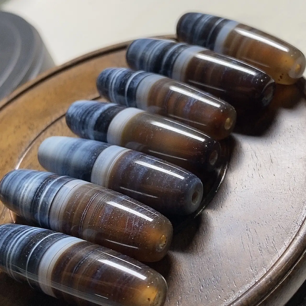 Natural Silk Agate Blue Qin Beads Pendant - Image 2