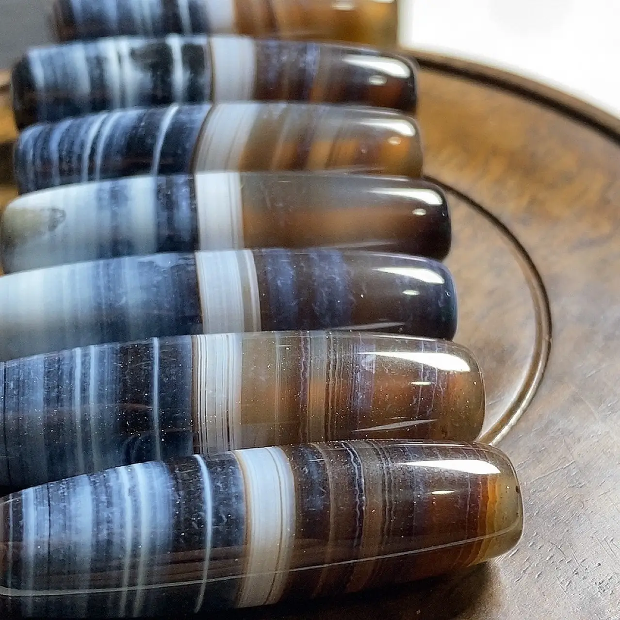 Natural Silk Agate Blue Qin Beads Pendant - Image 3