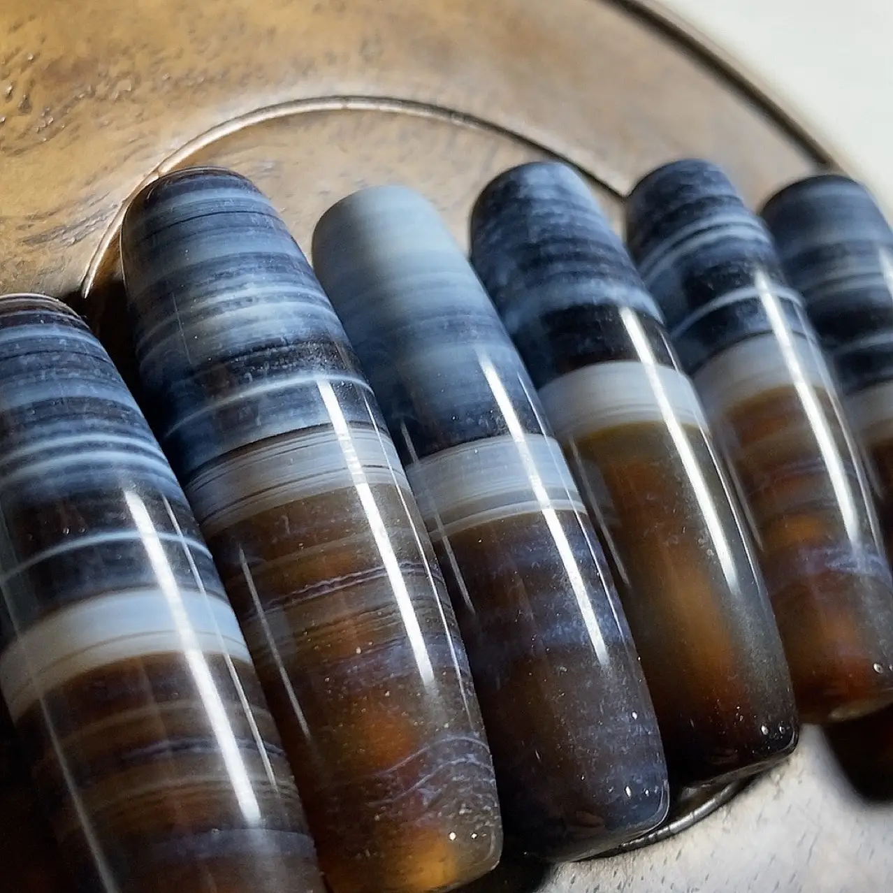 Natural Silk Agate Blue Qin Beads Pendant — feature 1
