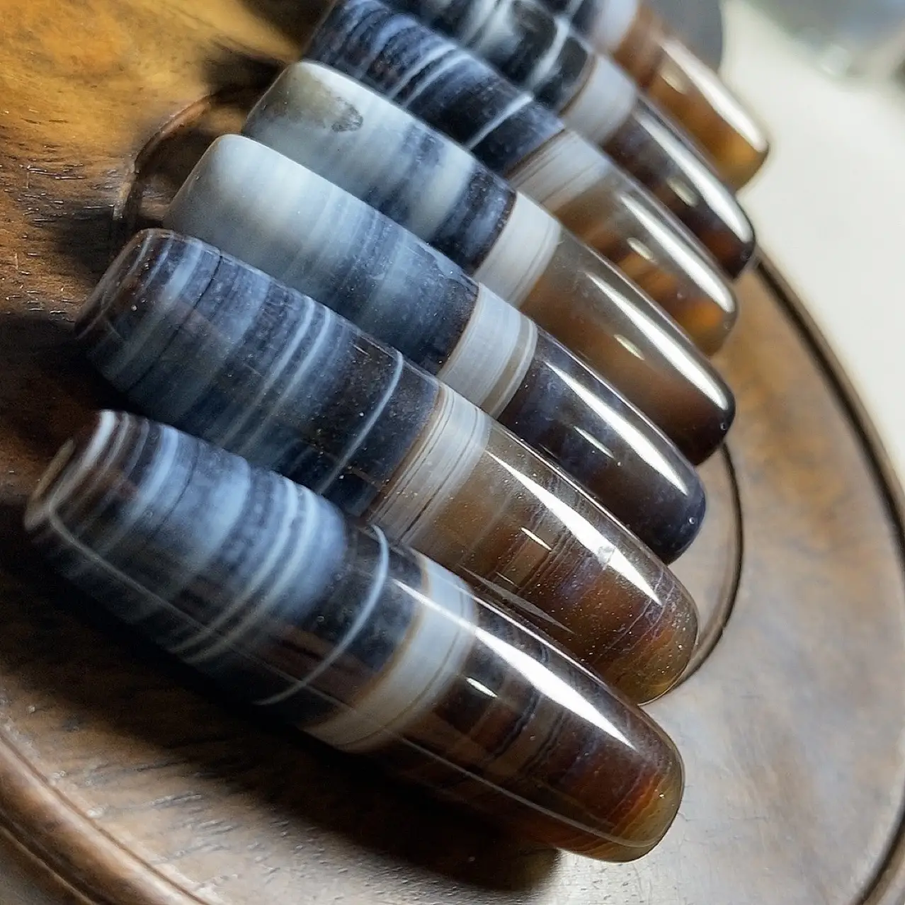 Natural Silk Agate Blue Qin Beads Pendant — feature 5