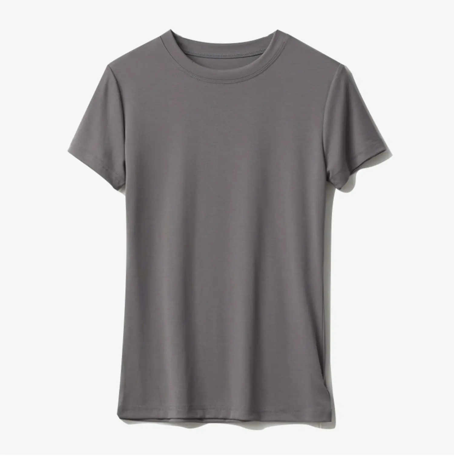 Women Grey Round Neck T-Shirt Short Sleeve — feature 35