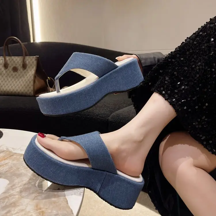 Women White Wedge Slippers 2023 Summer — feature 2