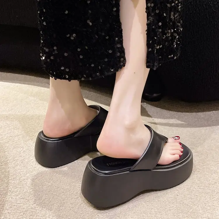 Women White Wedge Slippers 2023 Summer — feature 4