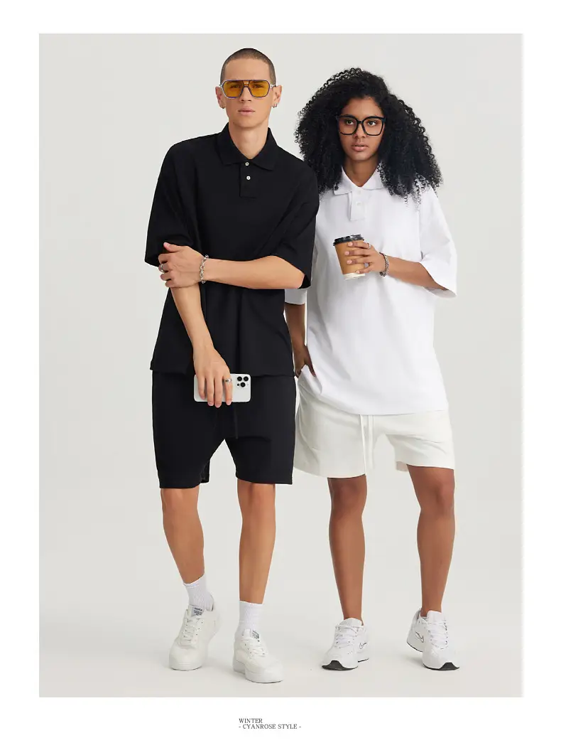 Men's Off-Shoulder Polo T-Shirt 275g American Brand — feature 15