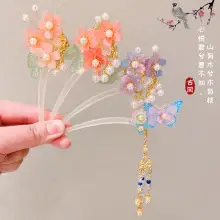Children's Flower Glass Hairpins with Tassels — feature 11
