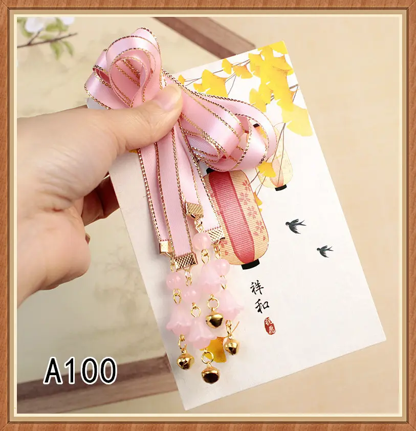 Children's Flower Glass Hairpins with Tassels - Image 13