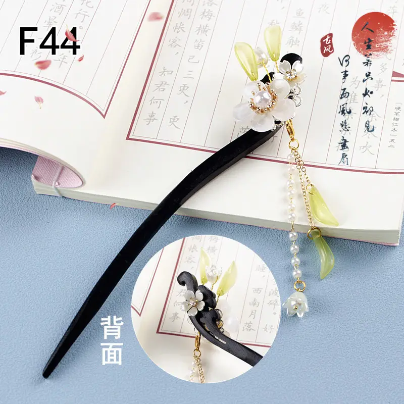 Children's Flower Glass Hairpins with Tassels - Image 17