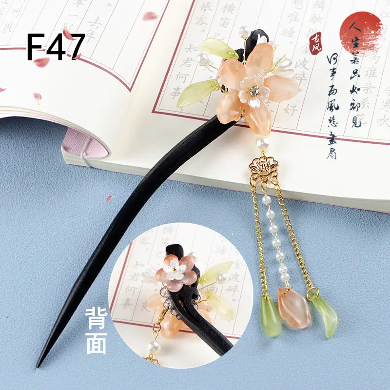 Children's Flower Glass Hairpins with Tassels - Image 20