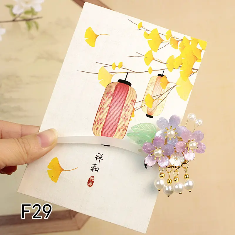 Children's Flower Glass Hairpins with Tassels - Image 6
