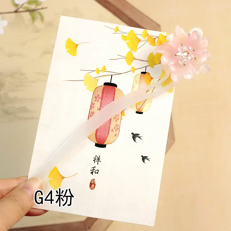 Children's Flower Glass Hairpins with Tassels - Image 9