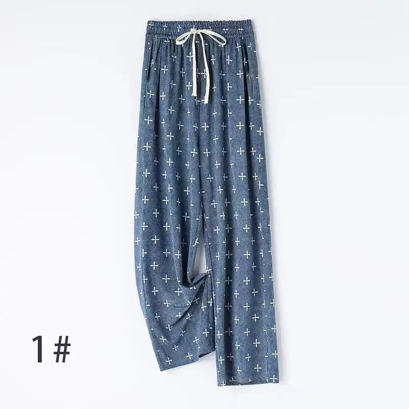 2025 Summer Women Ice Silk Denim Pants Narrow Wide Leg