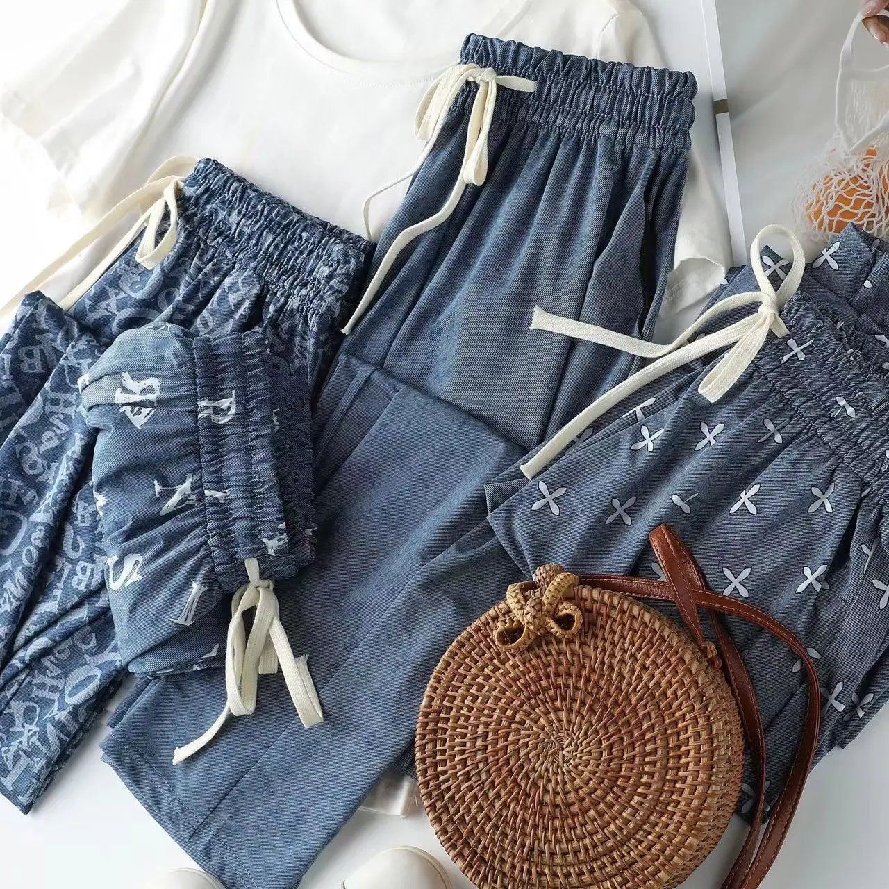 2025 Summer Women Ice Silk Denim Pants Narrow Wide Leg — feature 3