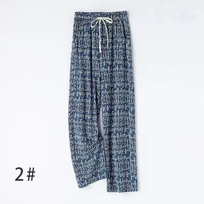 2025 Summer Women Ice Silk Denim Pants Narrow Wide Leg