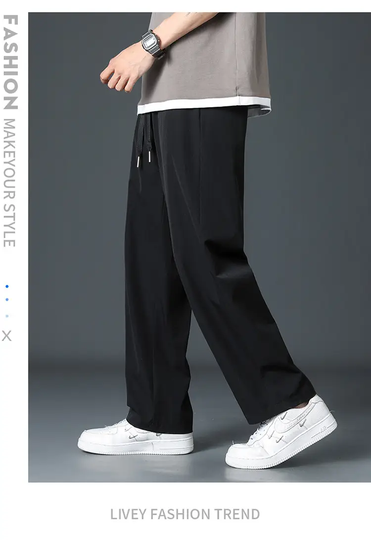 Men's Ice Silk Black Loose Waistcoat Pants — feature 11
