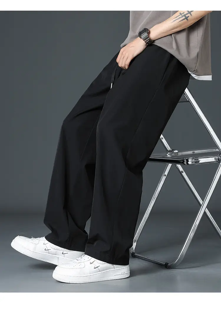 Men's Ice Silk Black Loose Waistcoat Pants — feature 14