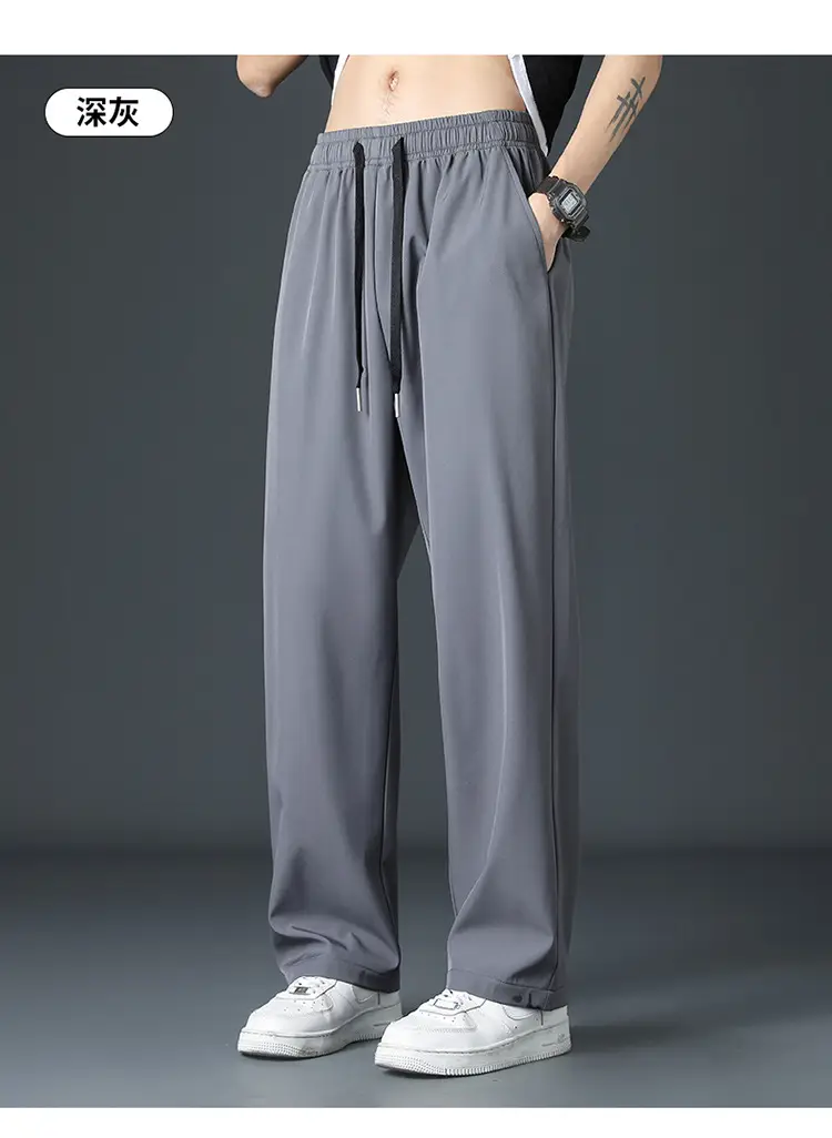 Men's Ice Silk Black Loose Waistcoat Pants — feature 15