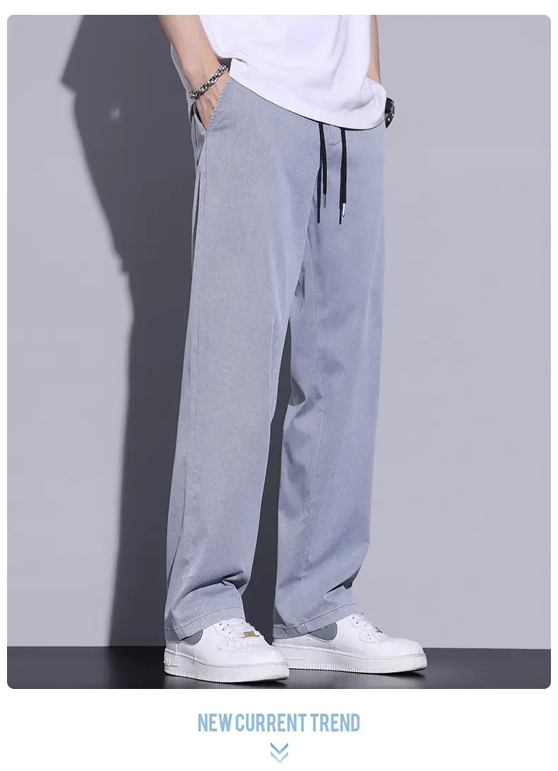 Men's Tencel Thin Waist Pants Summer Loose Draping Wide Leg — feature 10