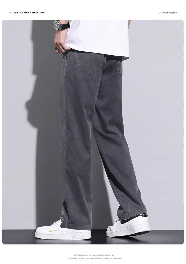 Men's Tencel Thin Waist Pants Summer Loose Draping Wide Leg — feature 12