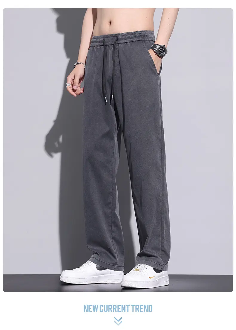 Men's Tencel Thin Waist Pants Summer Loose Draping Wide Leg — feature 14