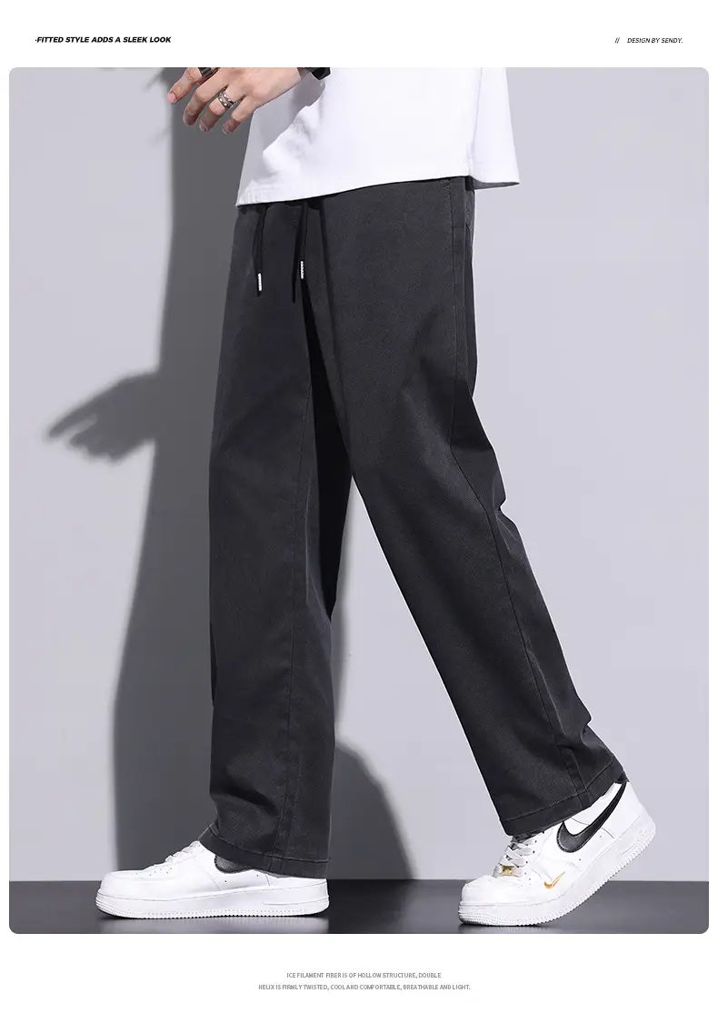 Men's Tencel Thin Waist Pants Summer Loose Draping Wide Leg — feature 16