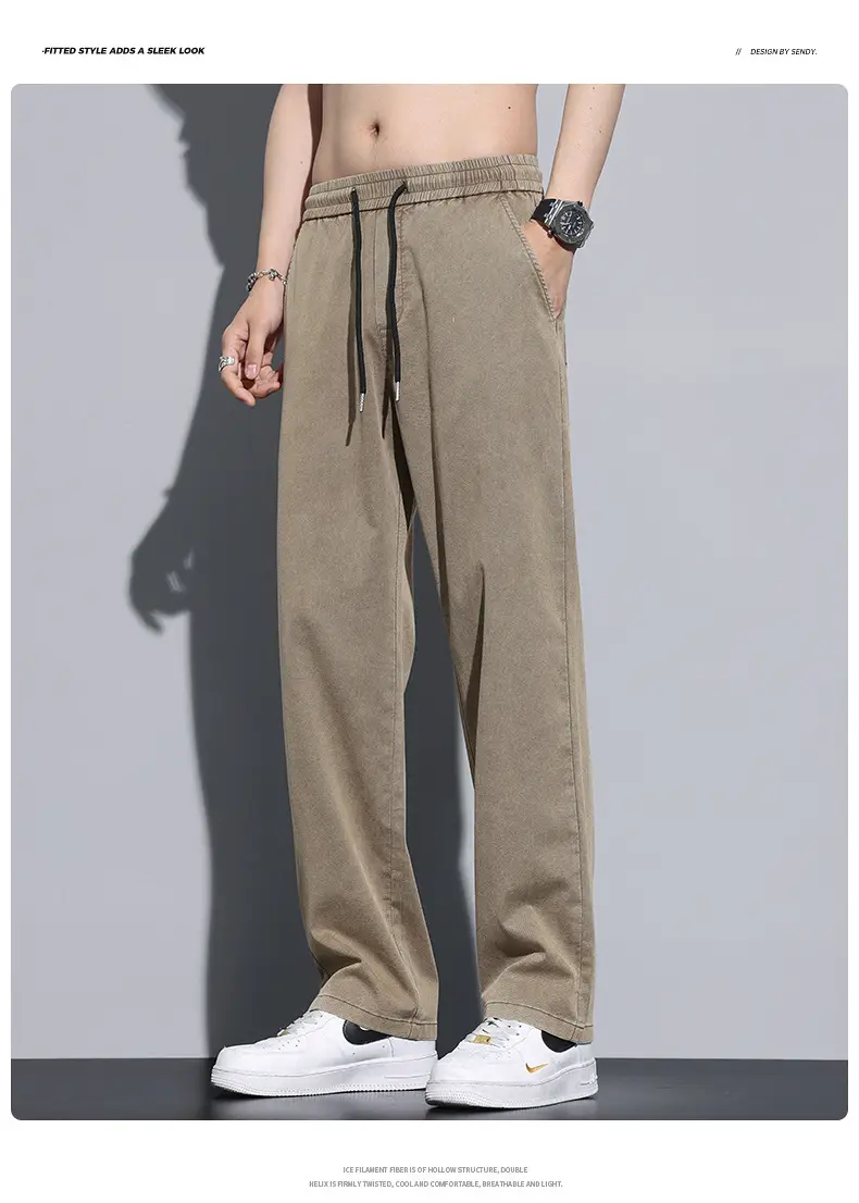 Men's Tencel Thin Waist Pants Summer Loose Draping Wide Leg — feature 20