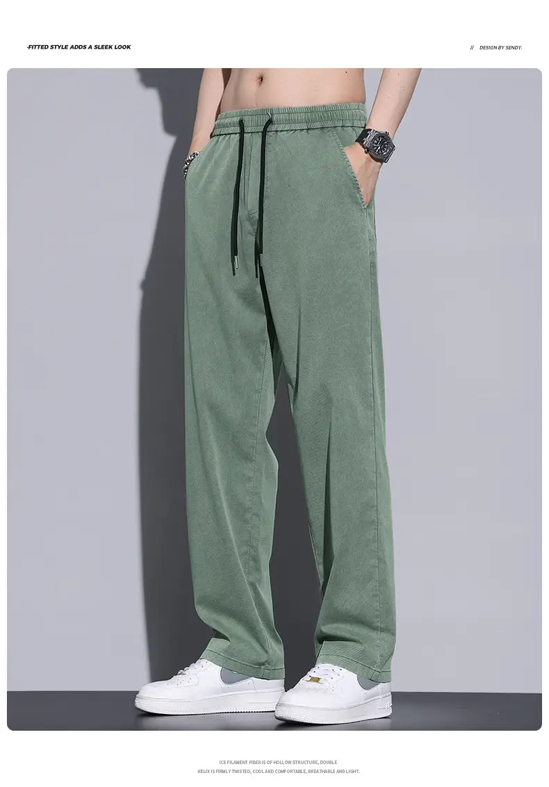 Men's Tencel Thin Waist Pants Summer Loose Draping Wide Leg — feature 24