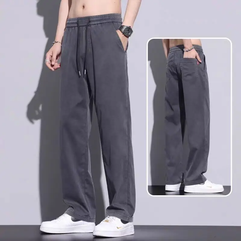 Men's Tencel Thin Waist Pants Summer Loose Draping Wide Leg - Image 2