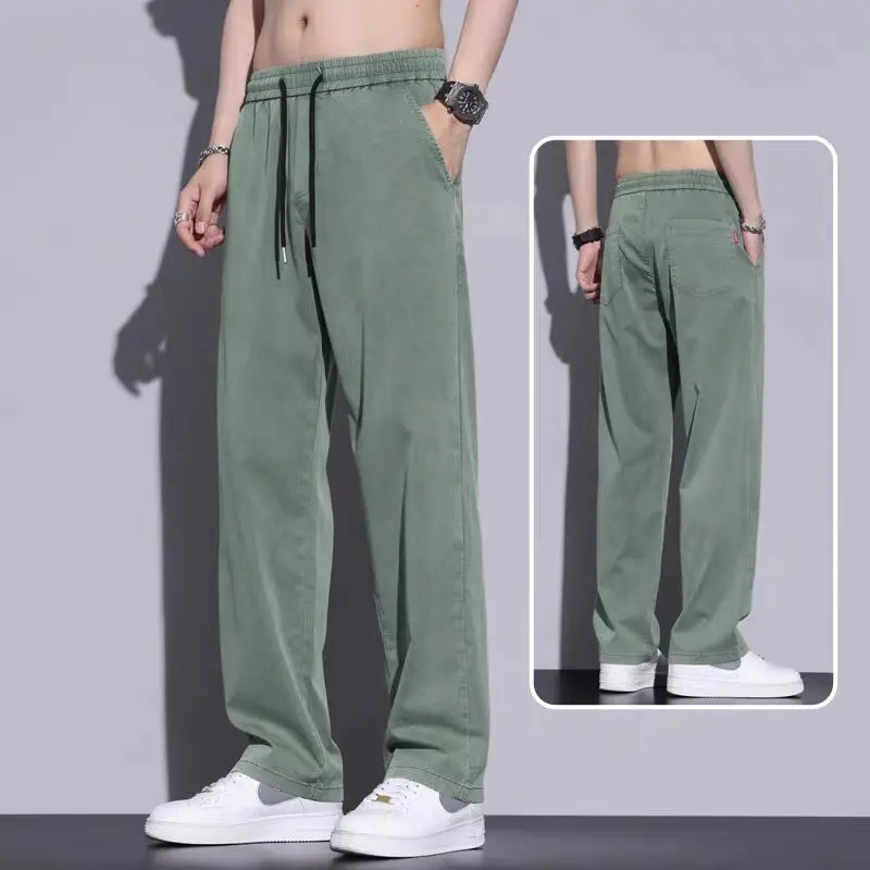 Men's Tencel Thin Waist Pants Summer Loose Draping Wide Leg - Image 4