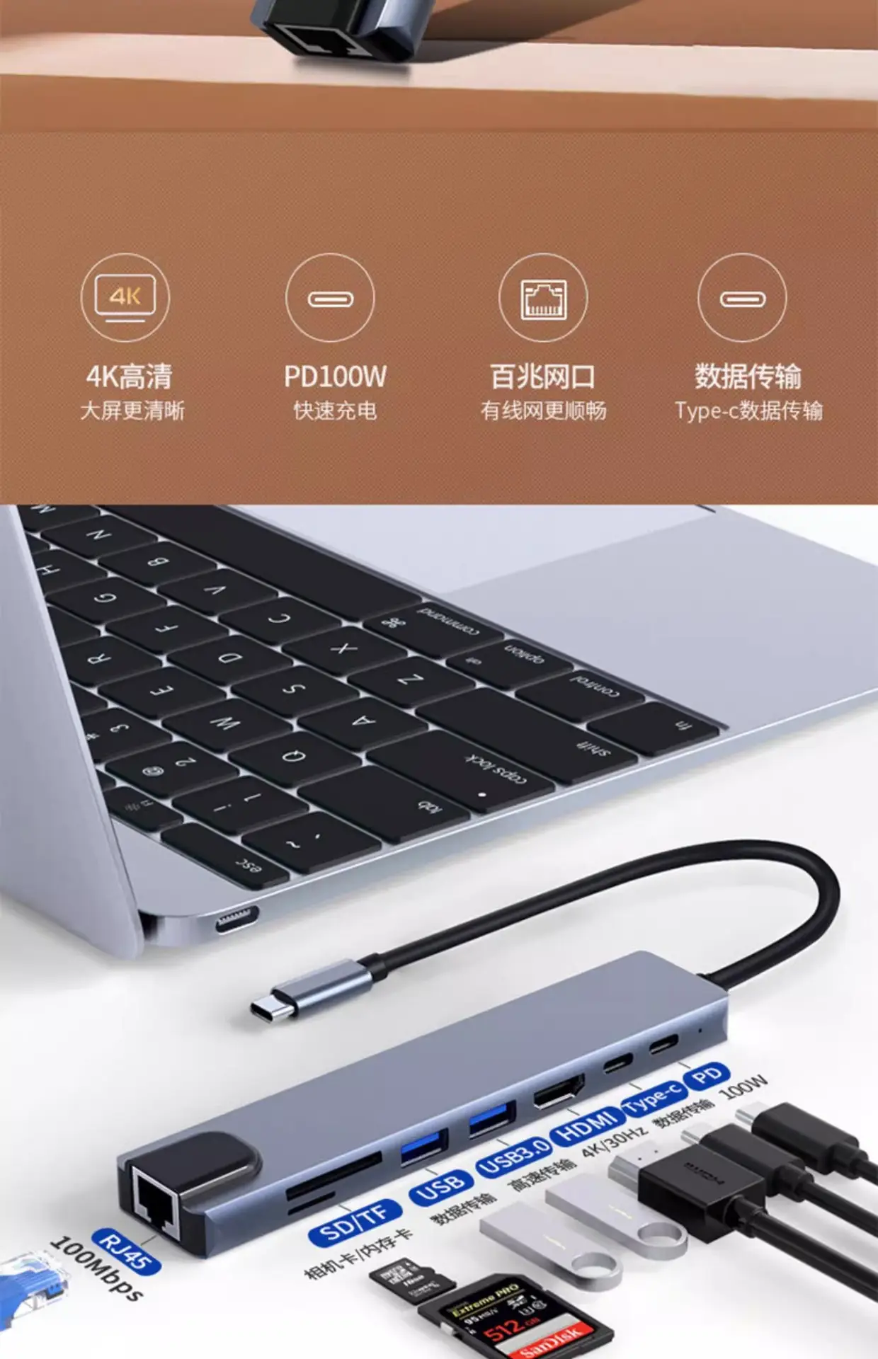10-in-1 Type-C Docking Station with USB3.0 & SD Card — feature 2