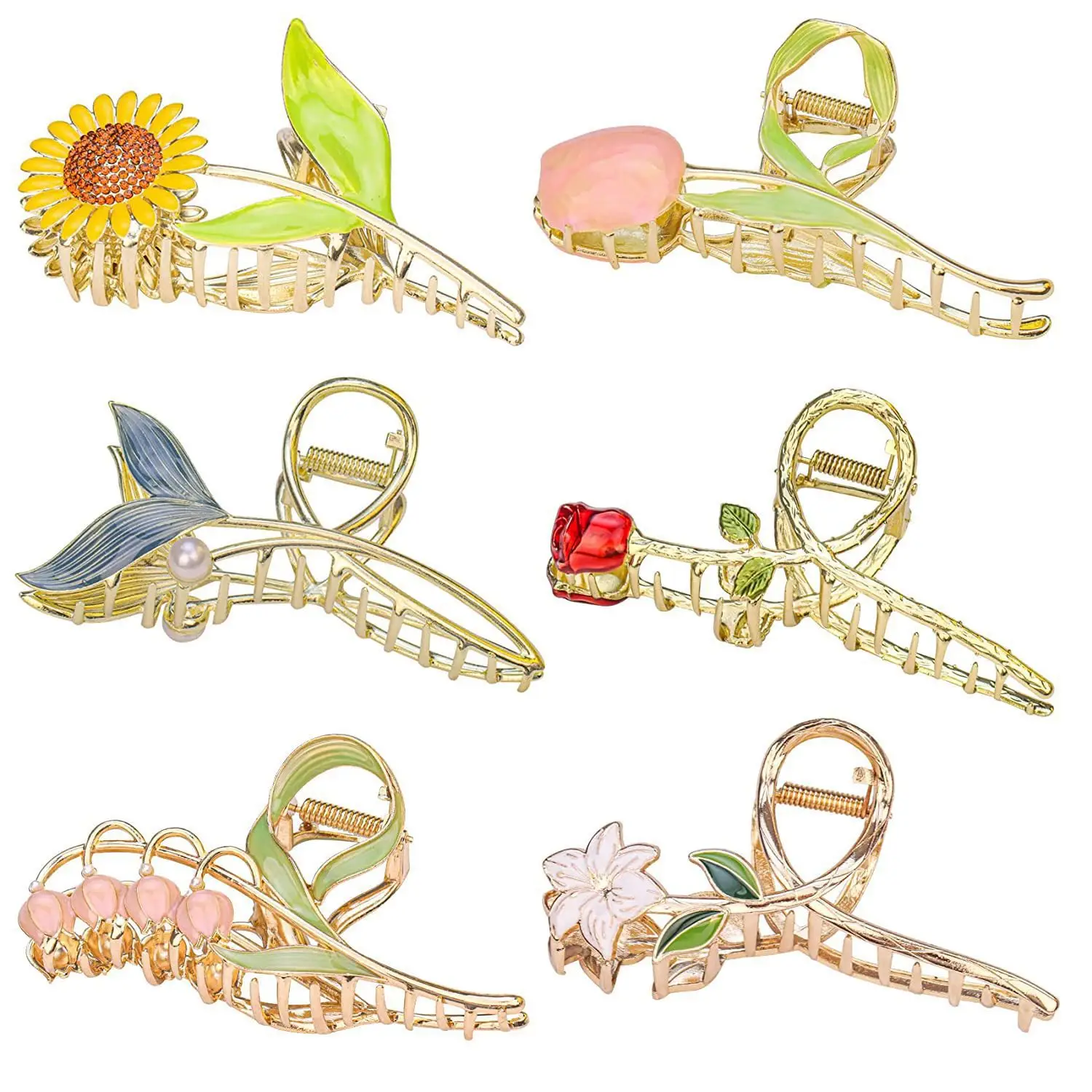 Korean Tulip Hair Clips Set for Women - Image 32