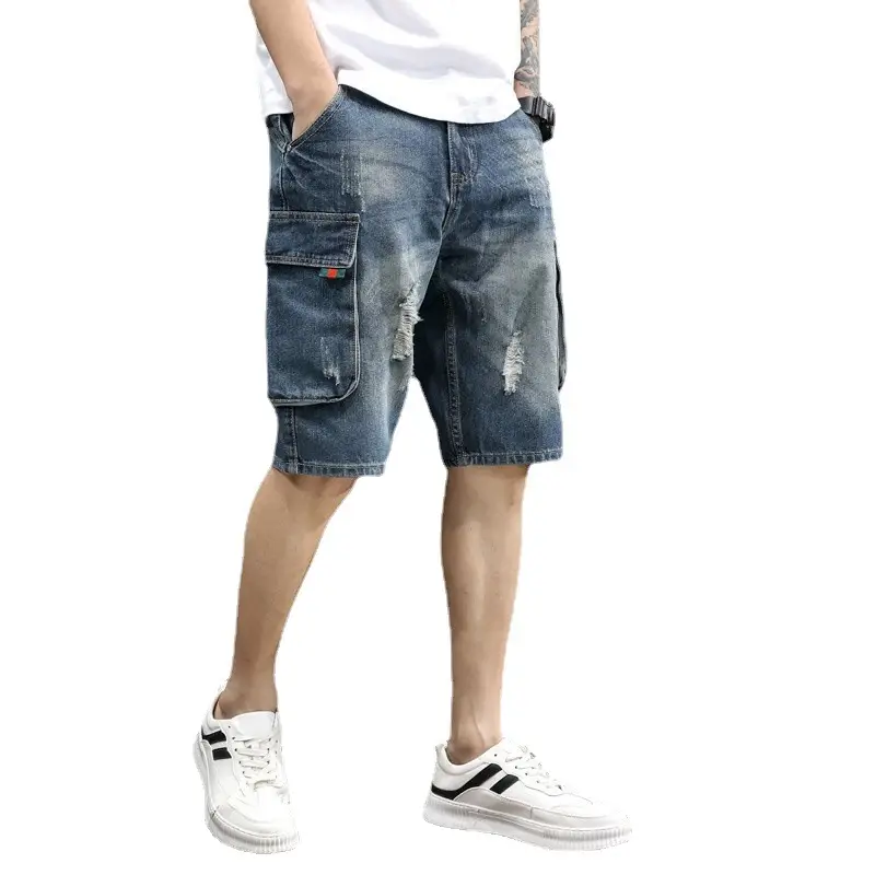 Denim Mid-Length Cargo Shorts for Men Retro Korean Style - Image 6
