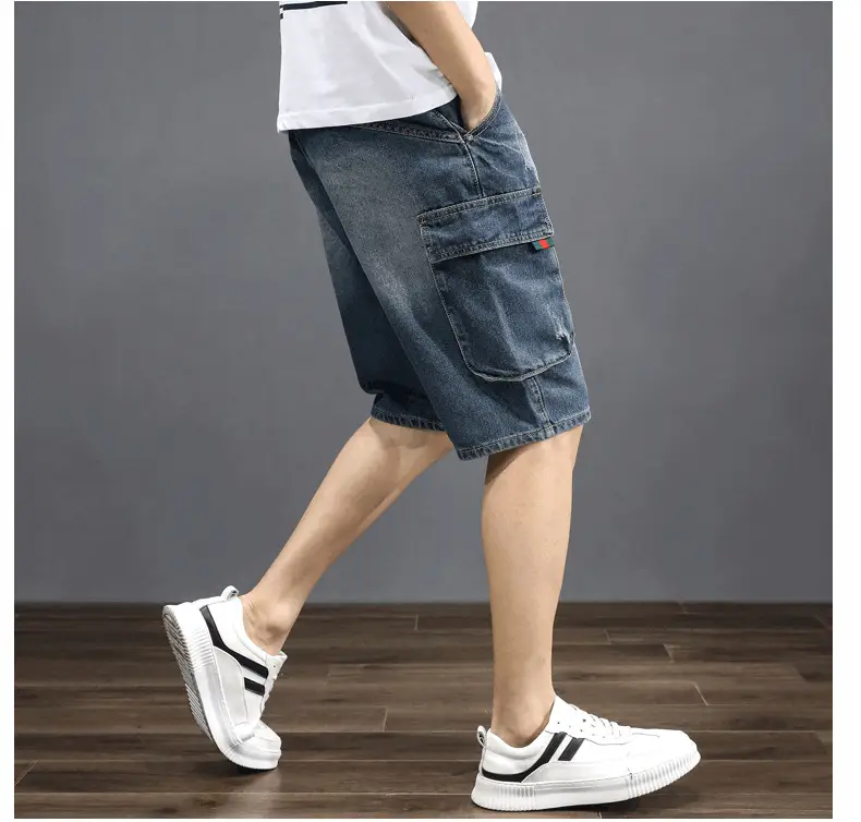 Denim Mid-Length Cargo Shorts for Men Retro Korean Style — feature 10