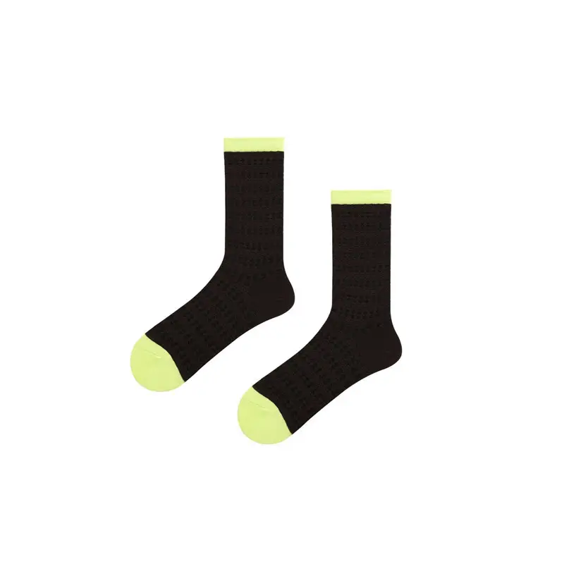 Summer Mesh Cut Out Ultra-Thin Socks for Women Colorful-Blocked Glass Silk European Fashion Popular Ins Men's Mid-Calf Socks
