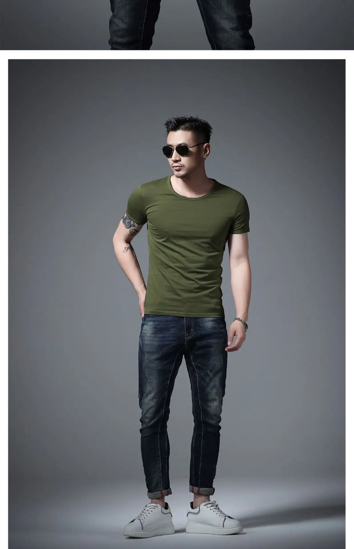 Men Olive Green Lycra T-Shirt Round Neck Summer Casual — feature 21