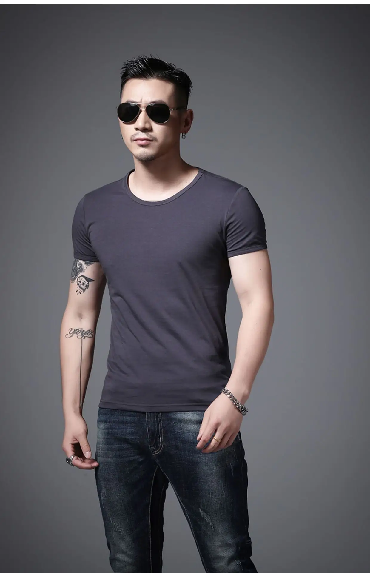 Men Olive Green Lycra T-Shirt Round Neck Summer Casual — feature 29