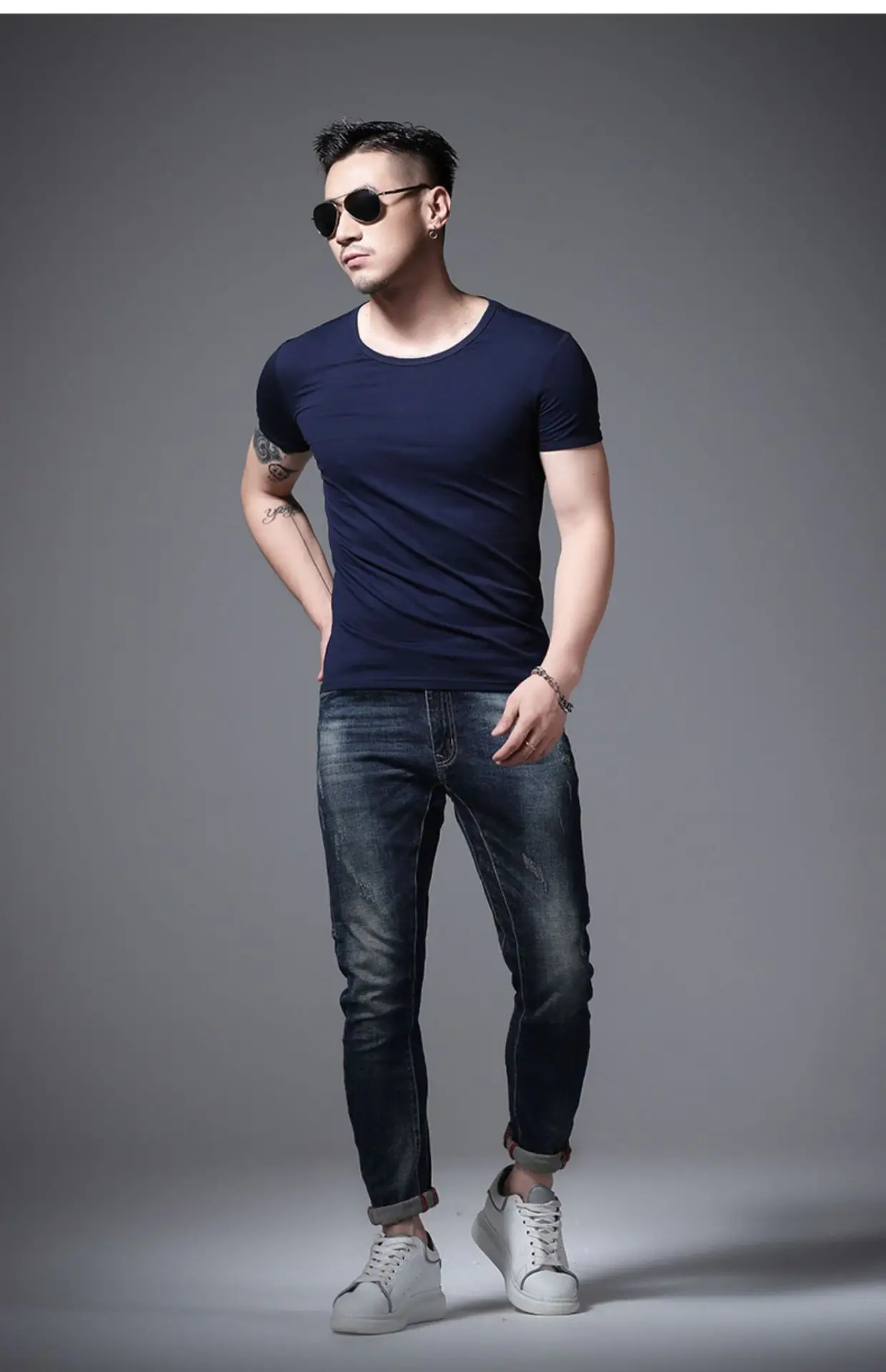 Men Olive Green Lycra T-Shirt Round Neck Summer Casual — feature 32