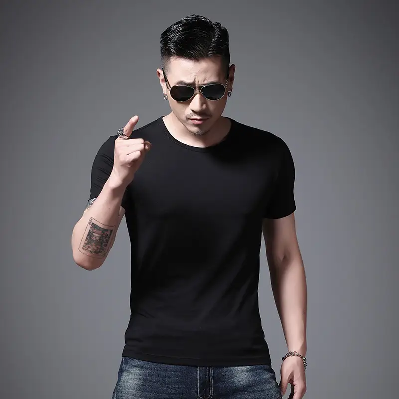 Men Olive Green Lycra T-Shirt Round Neck Summer Casual