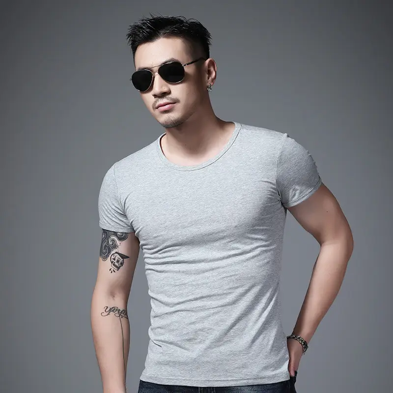 Men Olive Green Lycra T-Shirt Round Neck Summer Casual