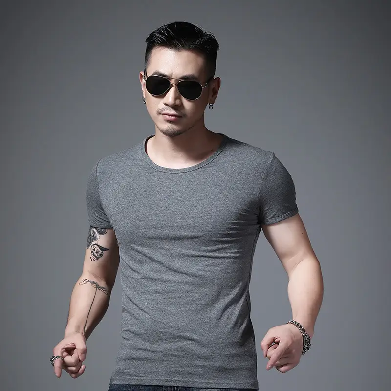 Men Olive Green Lycra T-Shirt Round Neck Summer Casual