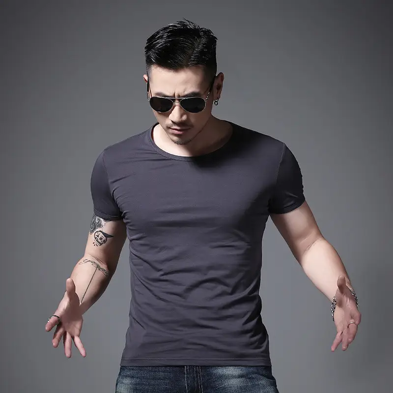 Men Olive Green Lycra T-Shirt Round Neck Summer Casual
