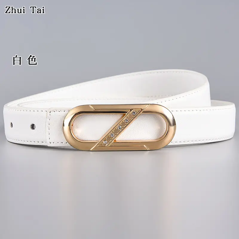 Ladies Leather Belt with Gold Plate Buckle, Brown, 10" - Image 8