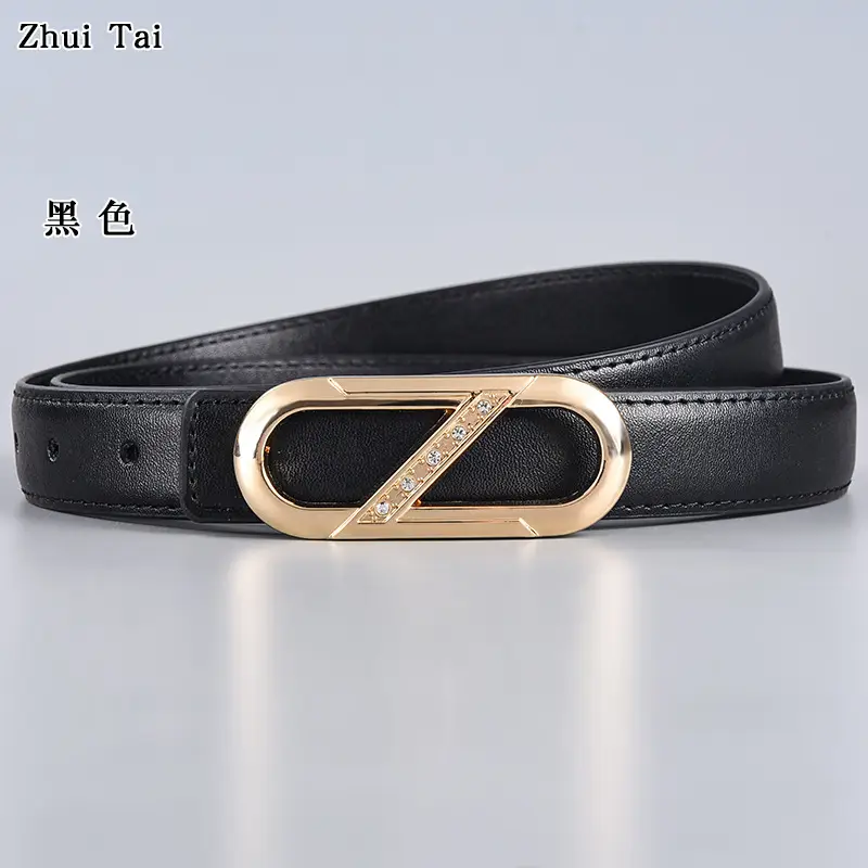 Ladies Leather Belt with Gold Plate Buckle, Brown, 10" β feature 10