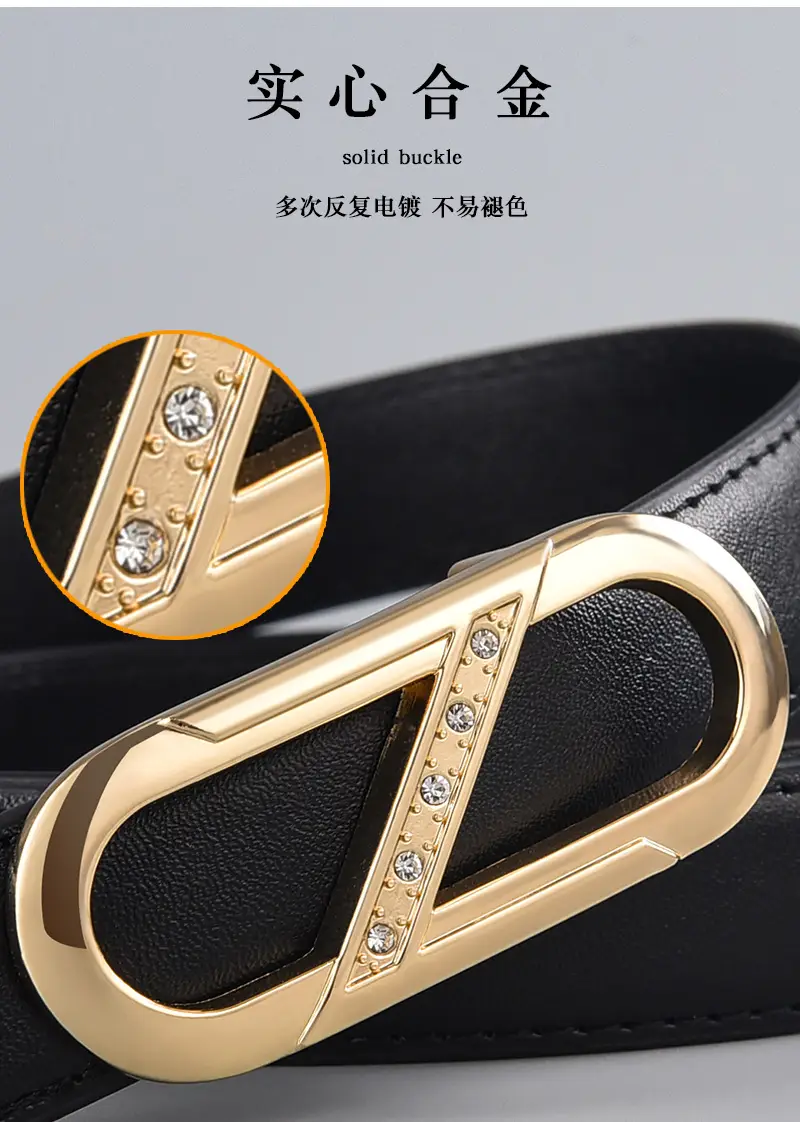 Ladies Leather Belt with Gold Plate Buckle, Brown, 10" β feature 6