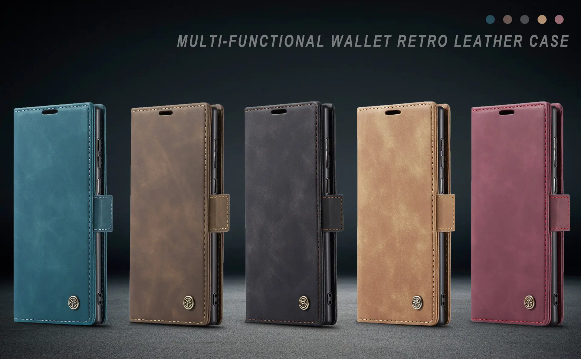 Brown Leather Flip Phone Case Drop Resistant — feature 2