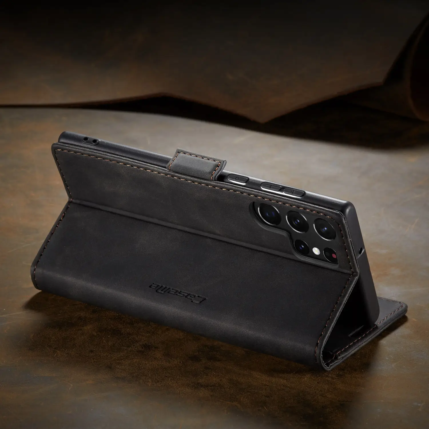 Brown Leather Flip Phone Case Drop Resistant — feature 23