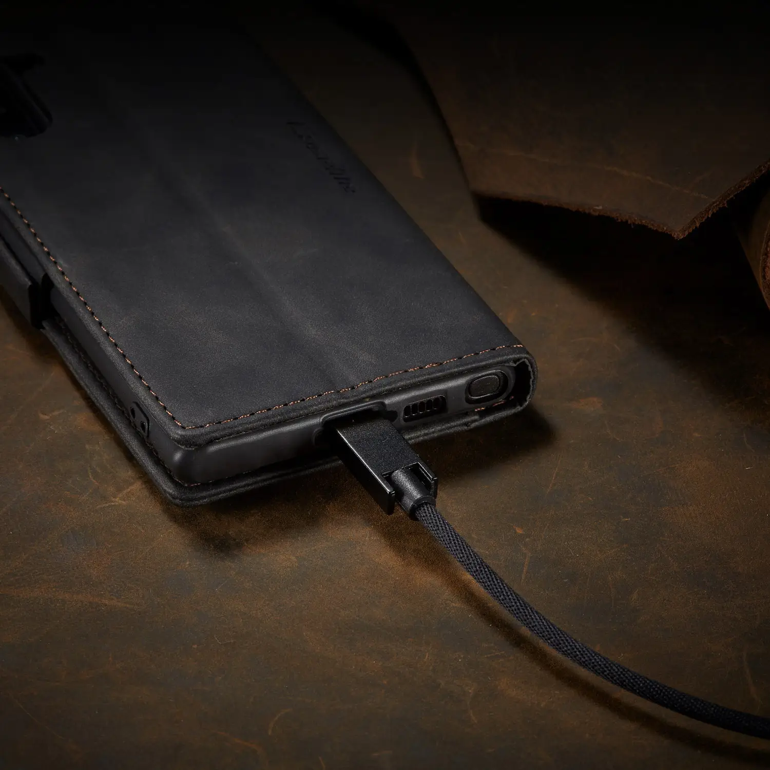 Brown Leather Flip Phone Case Drop Resistant — feature 24