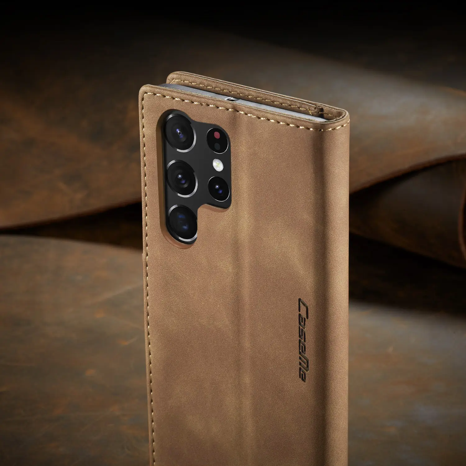 Brown Leather Flip Phone Case Drop Resistant — feature 25