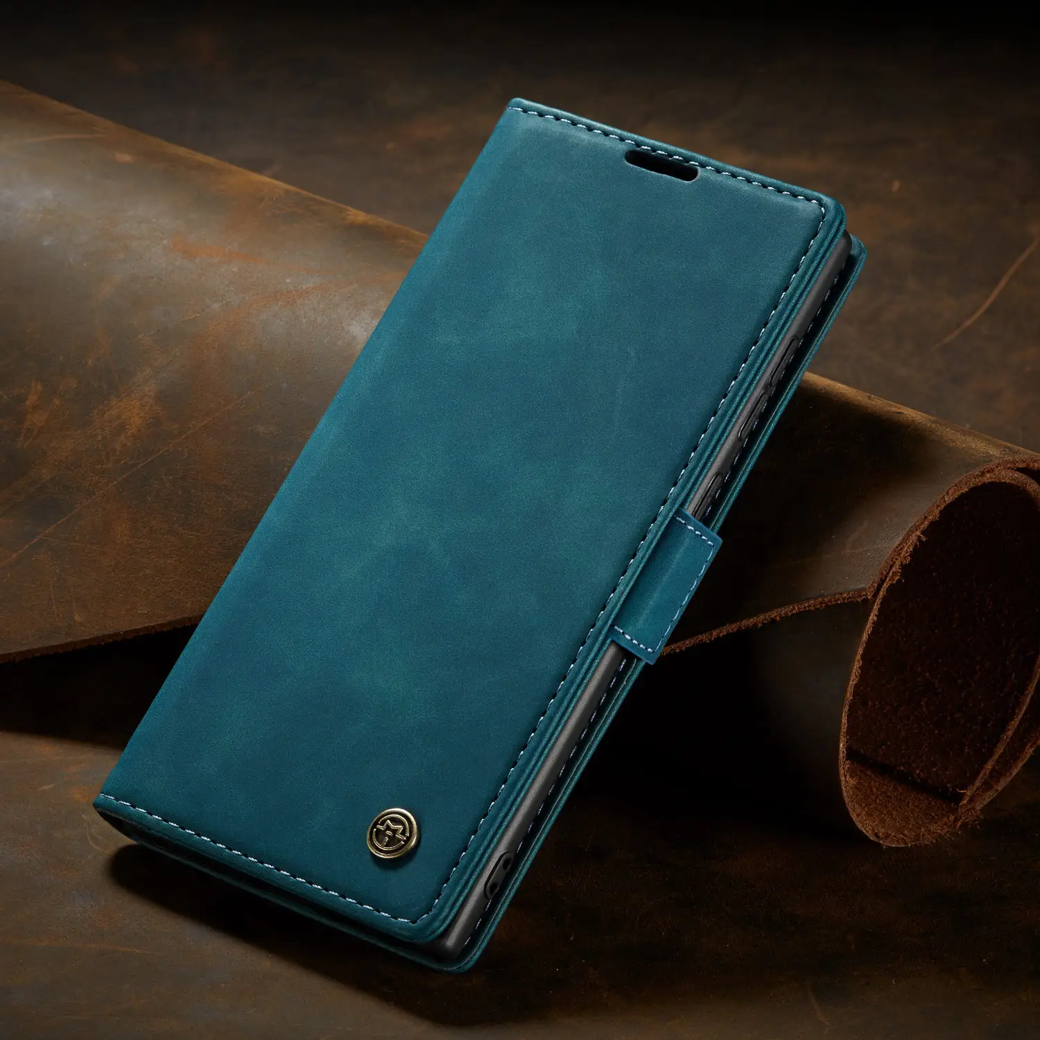 Brown Leather Flip Phone Case Drop Resistant — feature 27